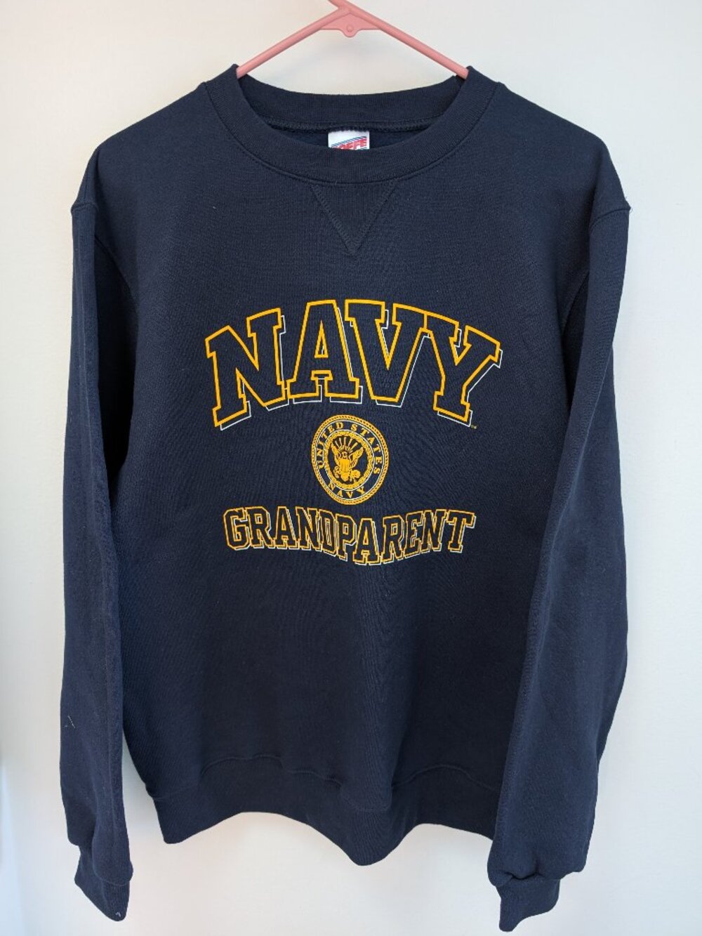 Proud Navy Grandparent Crewneck Sweatshirt Navy & Gold Size Medium